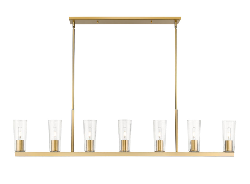 Titus 7 Light 63.5" Linear Pendant in Modern Gold