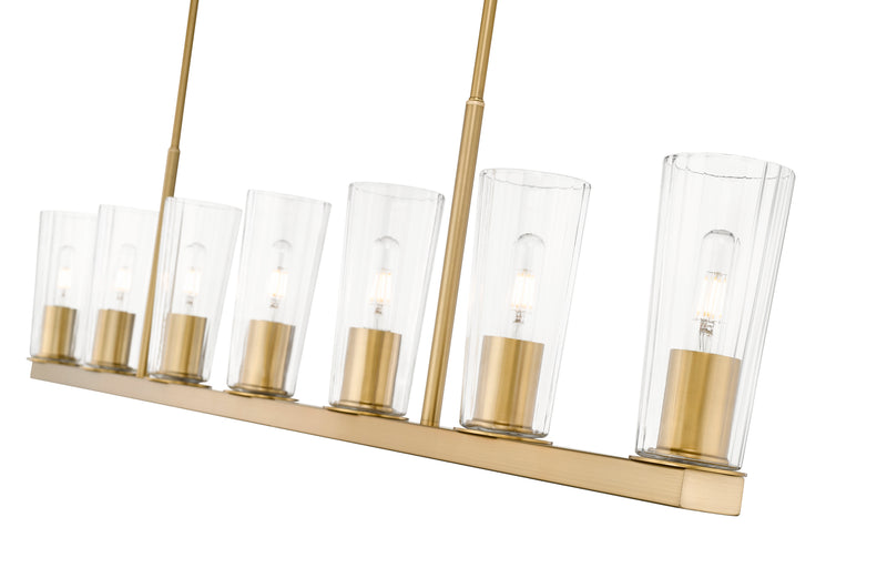 Titus 7 Light 63.5" Linear Pendant in Modern Gold