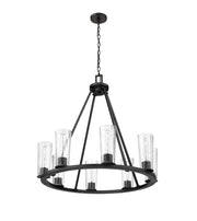 Titus 8 Light 33" Chandelier in Matte Black