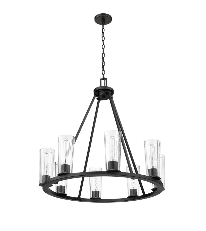 Titus 8 Light 33" Chandelier in Matte Black