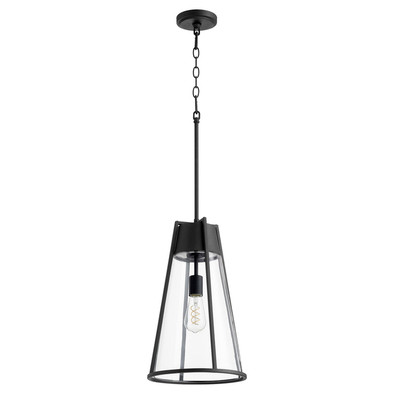 Transitional 11" Glass Cone Pendant in Textured Black