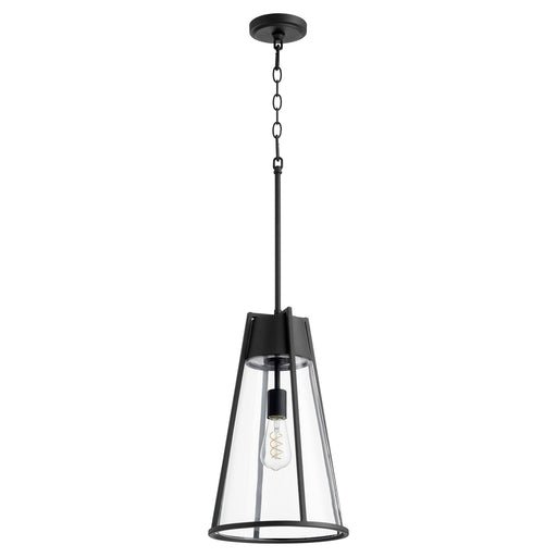 Transitional 11" Glass Cone Pendant in Textured Black