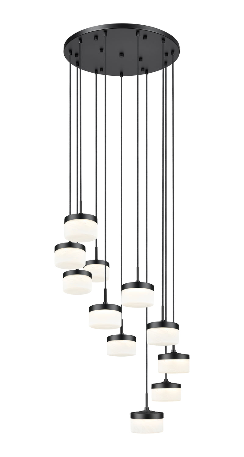 Renaud 11 Light 28" Pendant in Matte Black