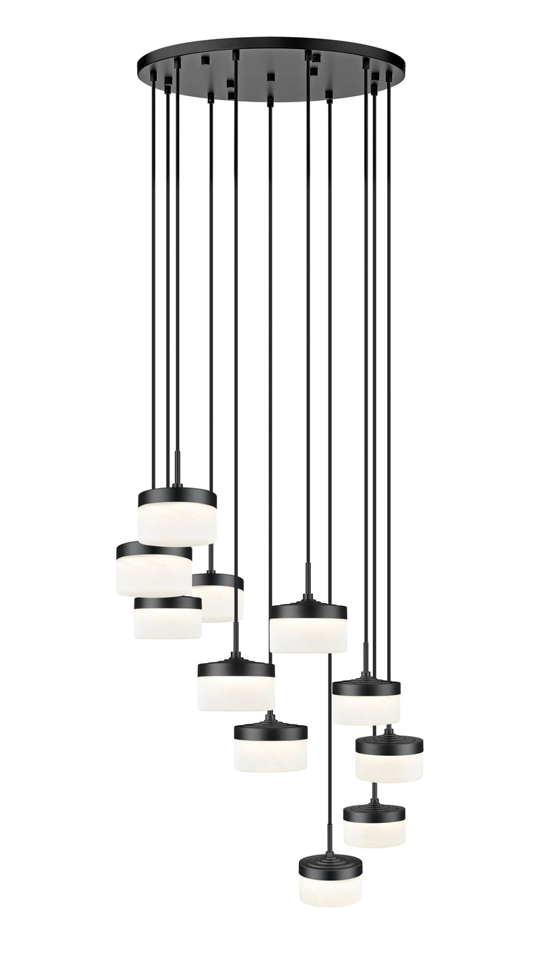 Renaud 11 Light 28" Pendant in Matte Black