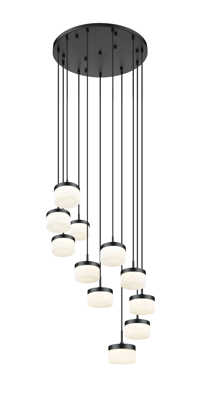 Renaud 11 Light 28" Pendant in Matte Black