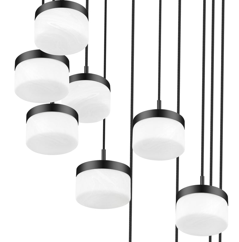 Renaud 11 Light 28" Pendant in Matte Black