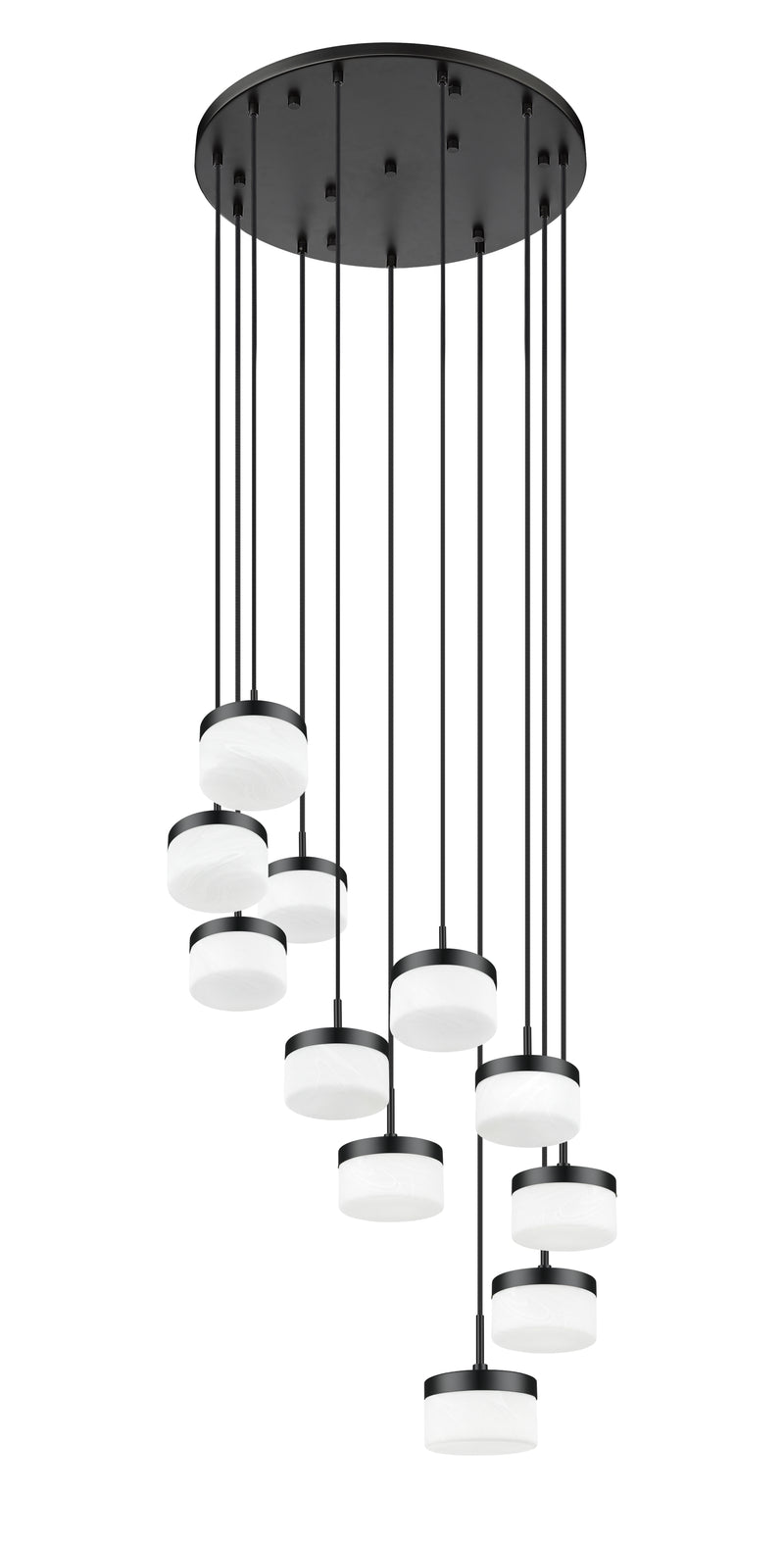 Renaud 11 Light 28" Pendant in Matte Black