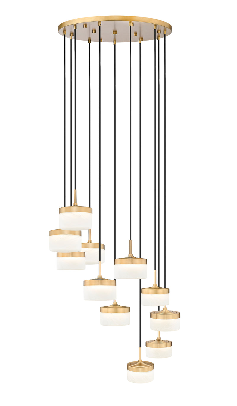 Renaud 11 Light 28" Pendant in Modern Gold