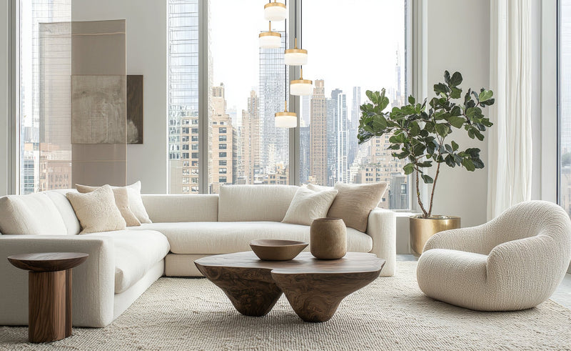 Renaud 5 Light 15.75" Pendant in Modern Gold in a room setting