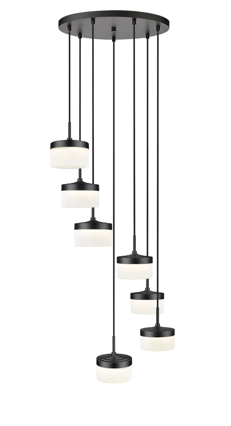 Renaud 7 Light 21" Pendant in Matte Black