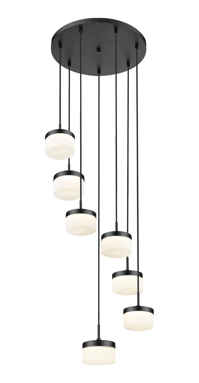 Renaud 7 Light 21" Pendant in Matte Black