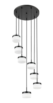 Renaud 7 Light 21" Pendant in Matte Black
