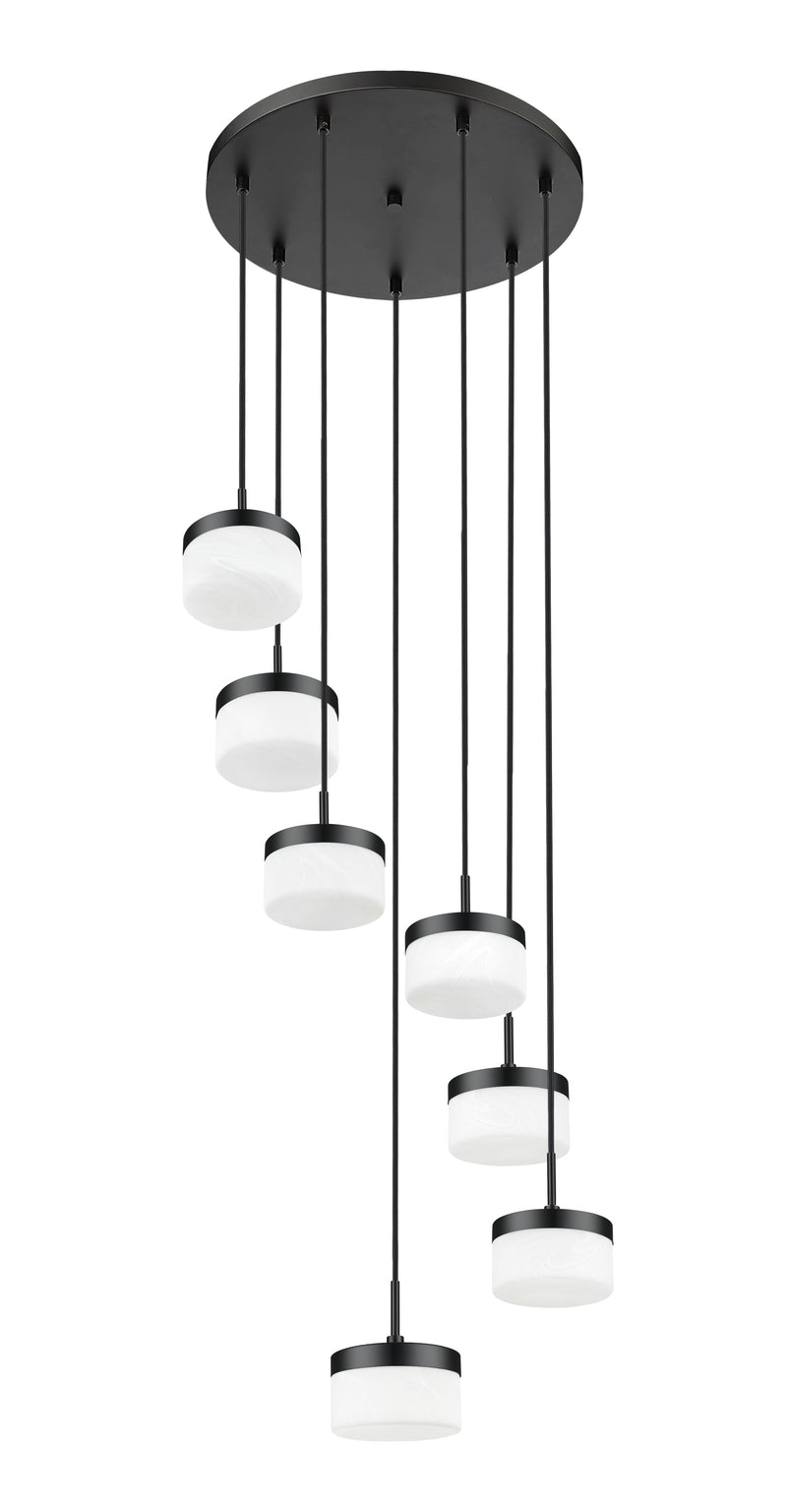 Renaud 7 Light 21" Pendant in Matte Black
