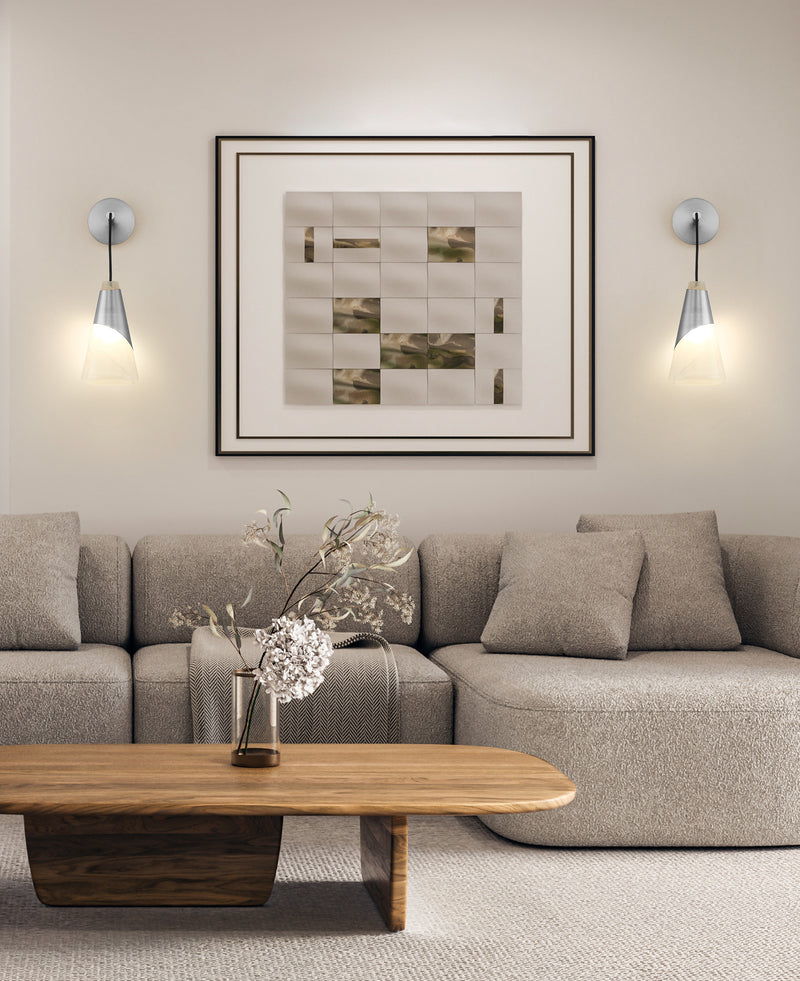 Aimie 1 Light 6" Wall Sconce in Brushed Nickel in a room setting