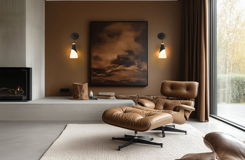 Aimie 1 Light 6" Wall Sconce in Matte Black in a room setting