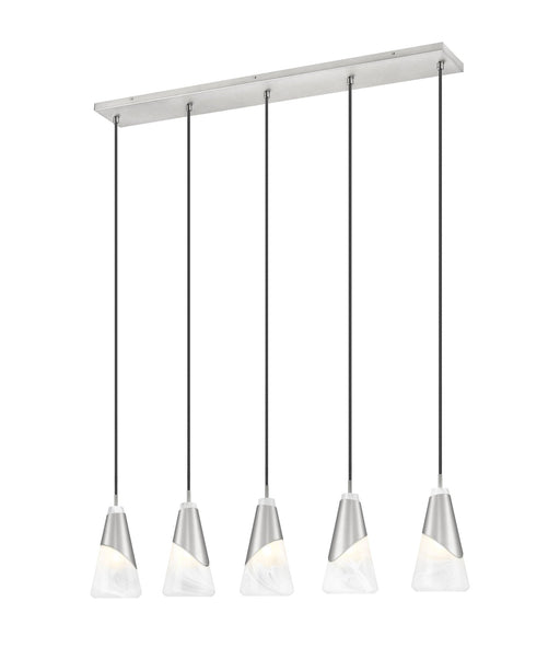 Aimie 5 Light 42" Linear Pendant, 13.25" Tall in Brushed Nickel