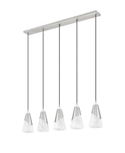 Aimie 5 Light 42" Linear Pendant, 13.25" Tall in Brushed Nickel