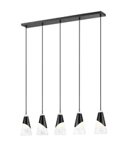 Aimie 5 Light 42" Linear Pendant, 13.25" Tall in Matte Black