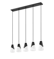 Aimie 5 Light 42" Linear Pendant, 13.25" Tall in Matte Black