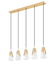 Aimie 5 Light 42" Linear Pendant, 13.25" Tall in Modern Gold
