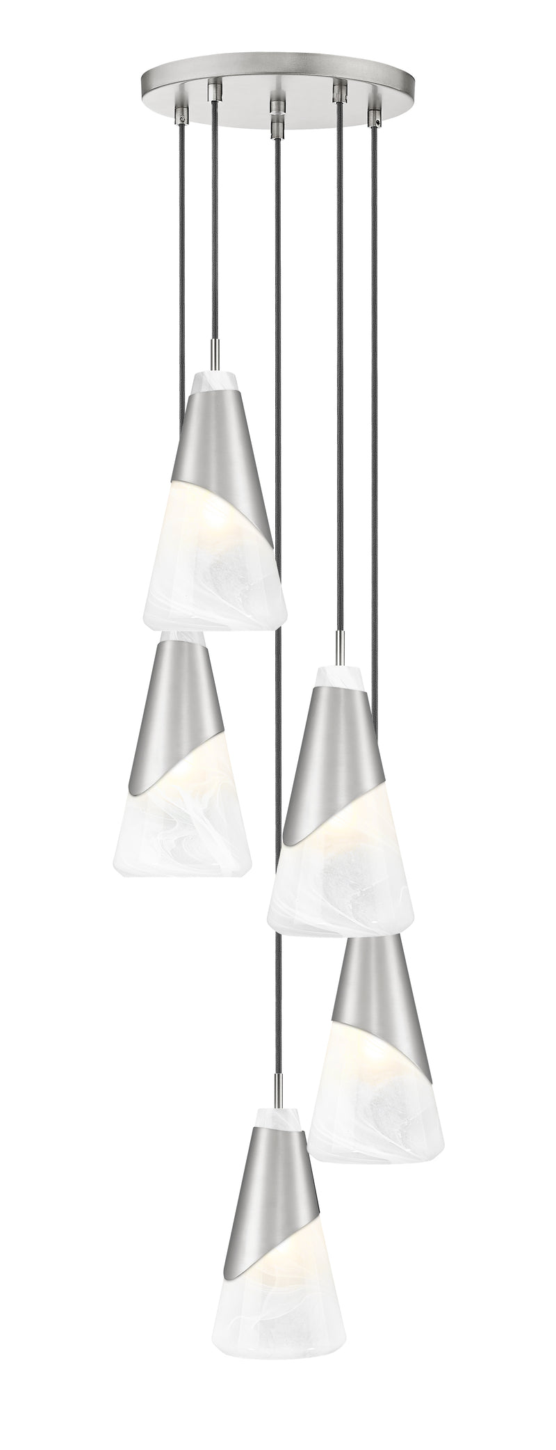 Aimie 5 Light 12" Pendant, 13.25" Tall in Brushed Nickel