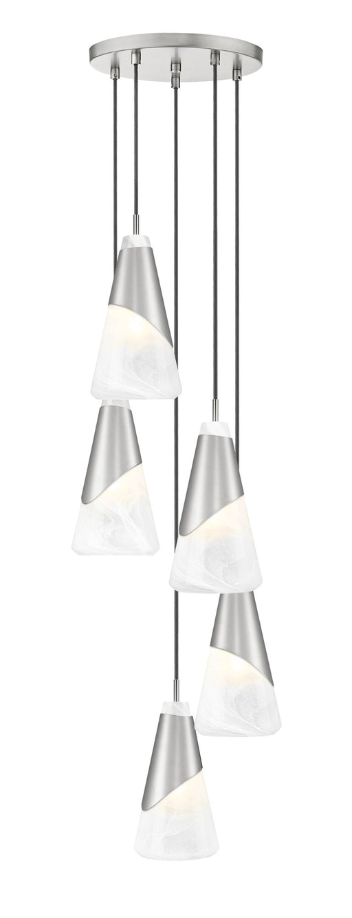 Aimie 5 Light 12" Pendant, 13.25" Tall in Brushed Nickel