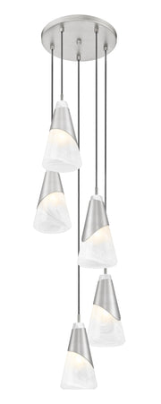 Aimie 5 Light 12" Pendant, 13.25" Tall in Brushed Nickel