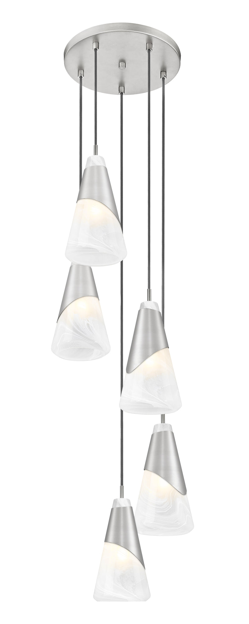 Aimie 5 Light 12" Pendant, 13.25" Tall in Brushed Nickel