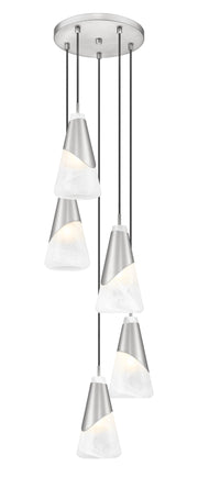 Aimie 5 Light 12" Pendant, 13.25" Tall in Brushed Nickel
