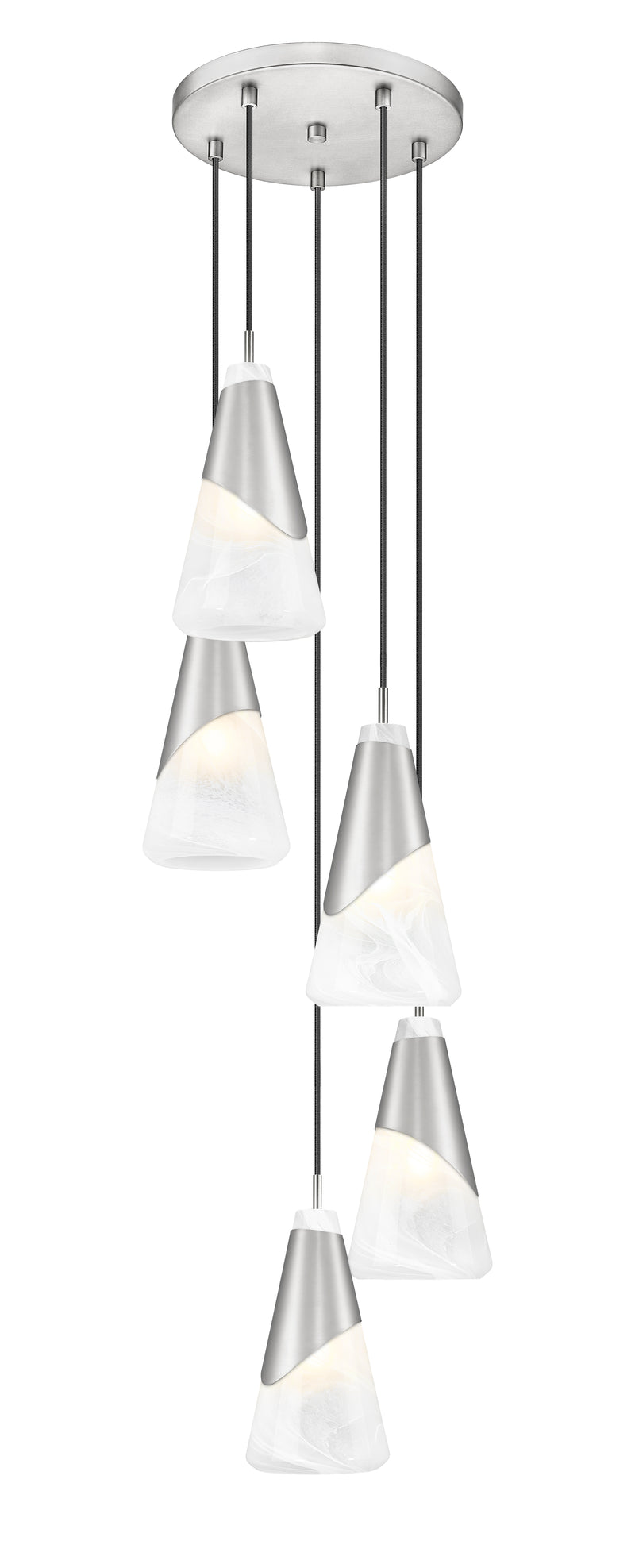 Aimie 5 Light 12" Pendant, 13.25" Tall in Brushed Nickel