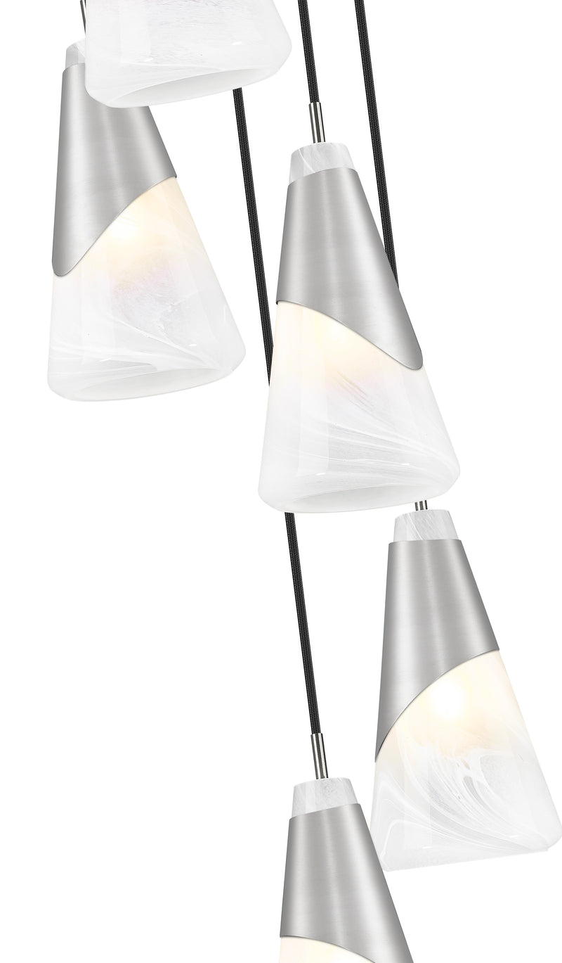 Aimie 5 Light 12" Pendant, 13.25" Tall in Brushed Nickel