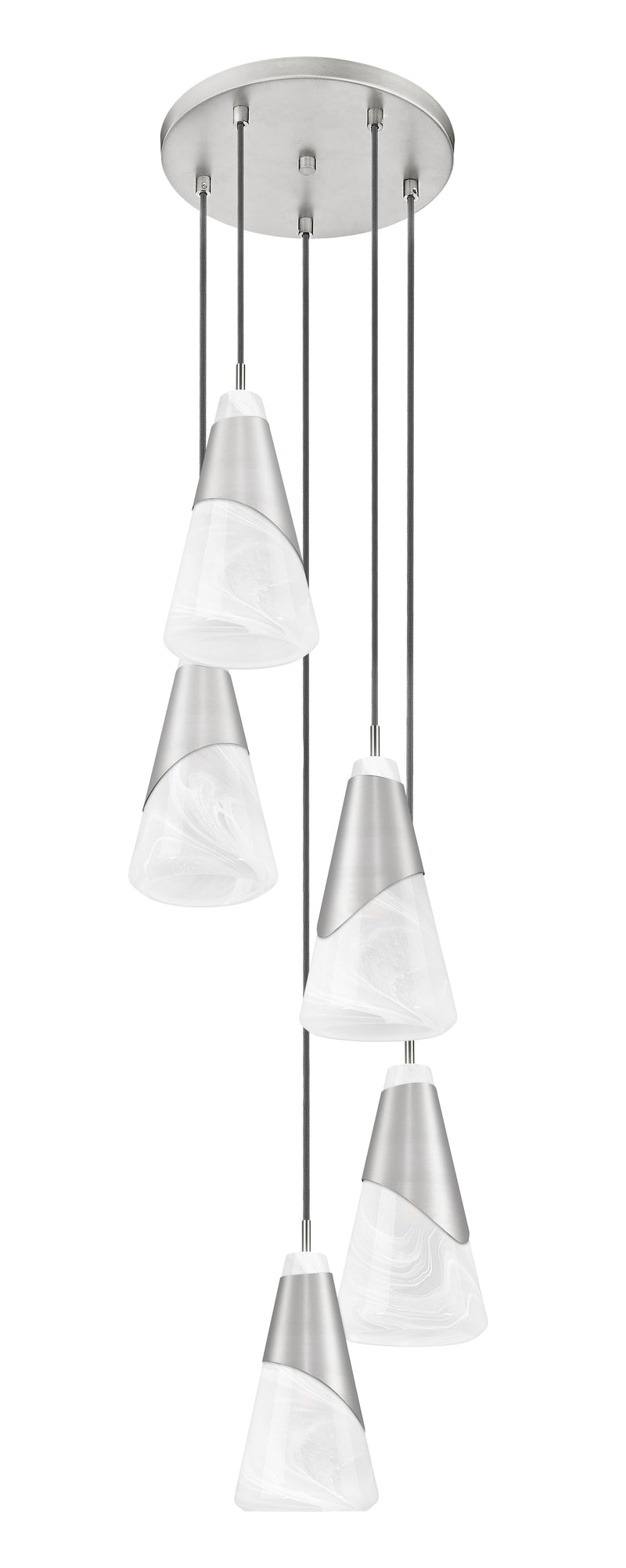 Aimie 5 Light 12" Pendant, 13.25" Tall in Brushed Nickel