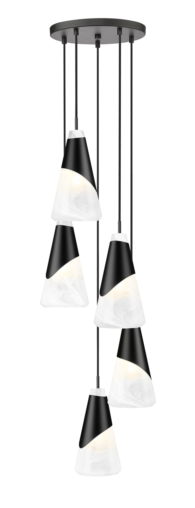 Aimie 5 Light 12" Pendant, 13.25" Tall in Matte Black