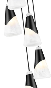 Aimie 5 Light 12" Pendant, 13.25" Tall in Matte Black
