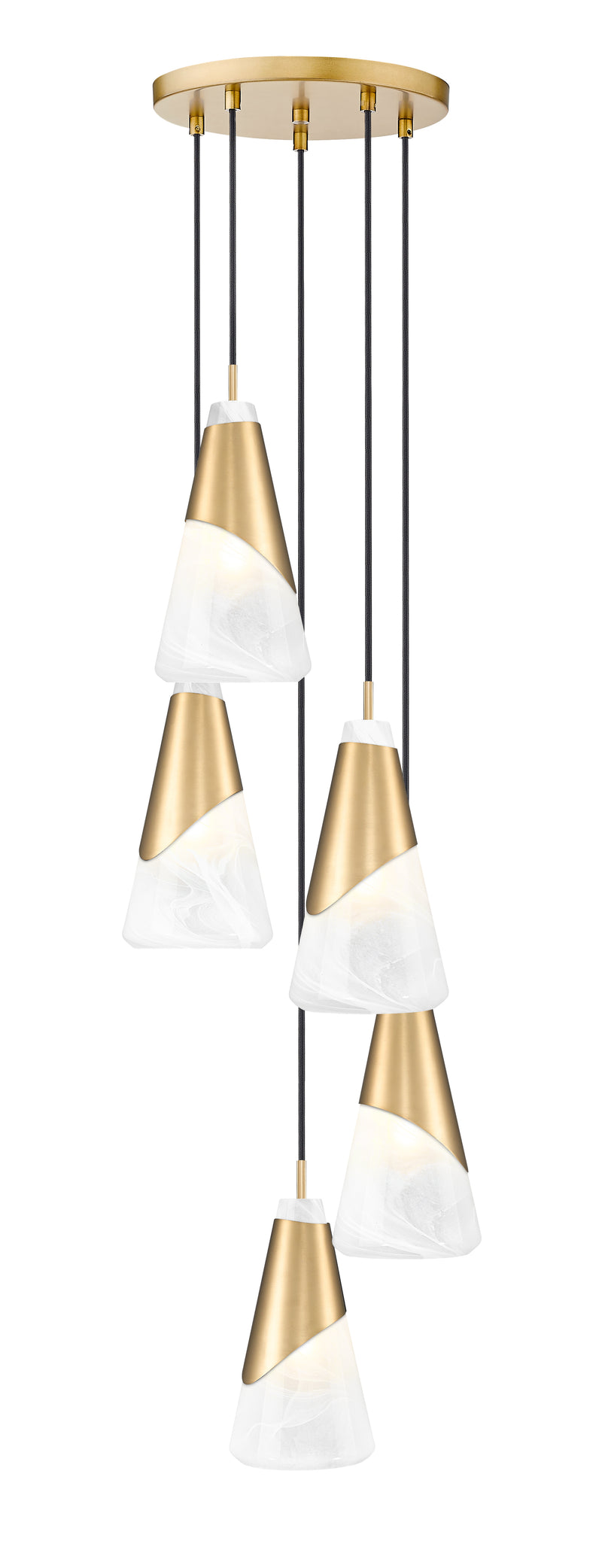 Aimie 5 Light 12" Pendant, 13.25" Tall in Modern Gold