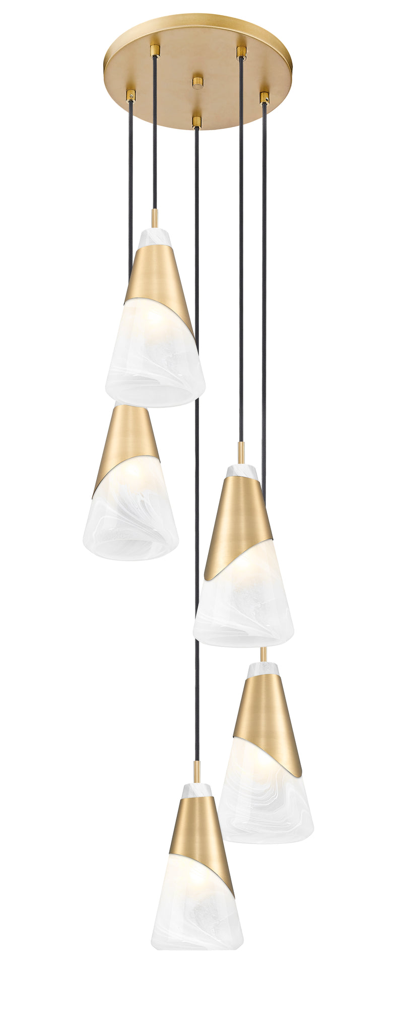 Aimie 5 Light 12" Pendant, 13.25" Tall in Modern Gold