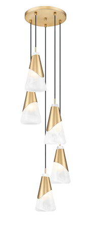 Aimie 5 Light 12" Pendant, 13.25" Tall in Modern Gold