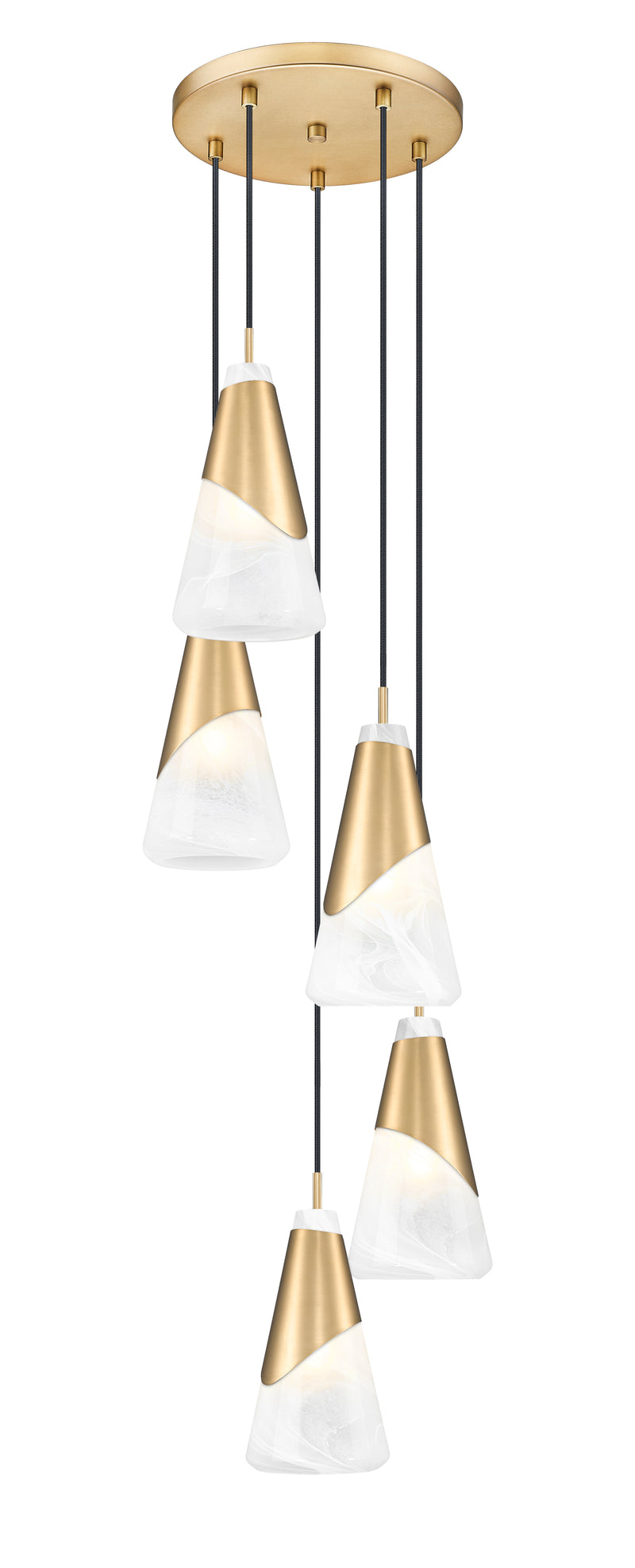 Aimie 5 Light 12" Pendant, 13.25" Tall in Modern Gold
