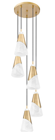 Aimie 5 Light 12" Pendant, 13.25" Tall in Modern Gold