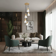 Aimie 5 Light 12" Pendant, 13.25" Tall in Modern Gold in a room setting