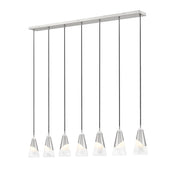 Aimie 7 Light 54" Linear Pendant, 13.25" Tall in Brushed Nickel