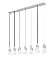 Aimie 7 Light 54" Linear Pendant, 13.25" Tall in Brushed Nickel