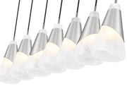 Aimie 7 Light 54" Linear Pendant, 13.25" Tall in Brushed Nickel