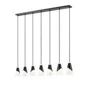 Aimie 7 Light 54" Linear Pendant, 13.25" Tall in Matte Black