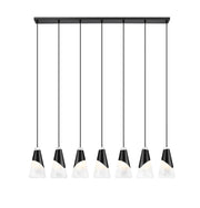 Aimie 7 Light 54" Linear Pendant, 13.25" Tall in Matte Black