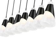 Aimie 7 Light 54" Linear Pendant, 13.25" Tall in Matte Black