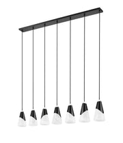Aimie 7 Light 54" Linear Pendant, 13.25" Tall in Matte Black