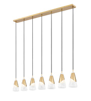 Aimie 7 Light 54" Linear Pendant, 13.25" Tall in Modern Gold