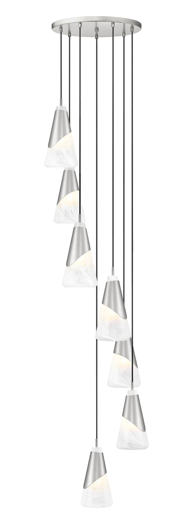 Aimie 7 Light 18" Pendant, 13.25" Tall in Brushed Nickel