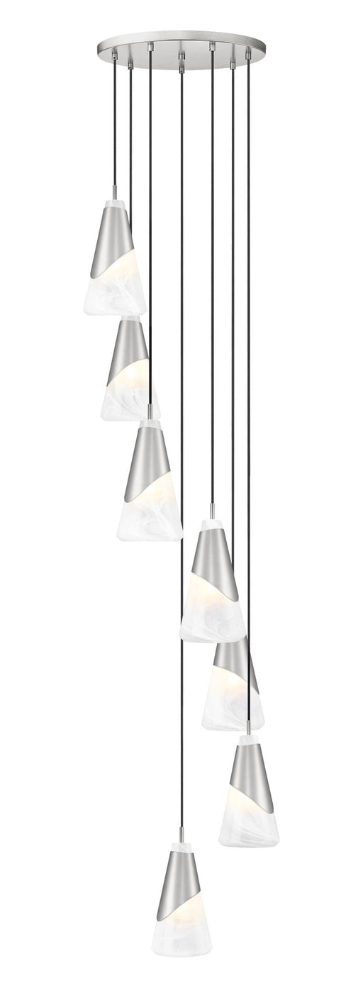 Aimie 7 Light 18" Pendant, 13.25" Tall in Brushed Nickel